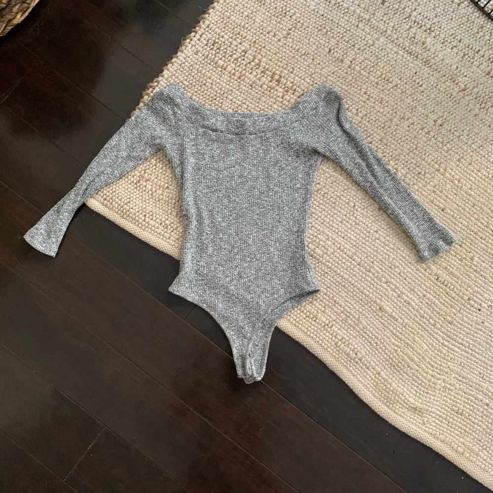 Grey Off-Shoulder Bodysuit, OS